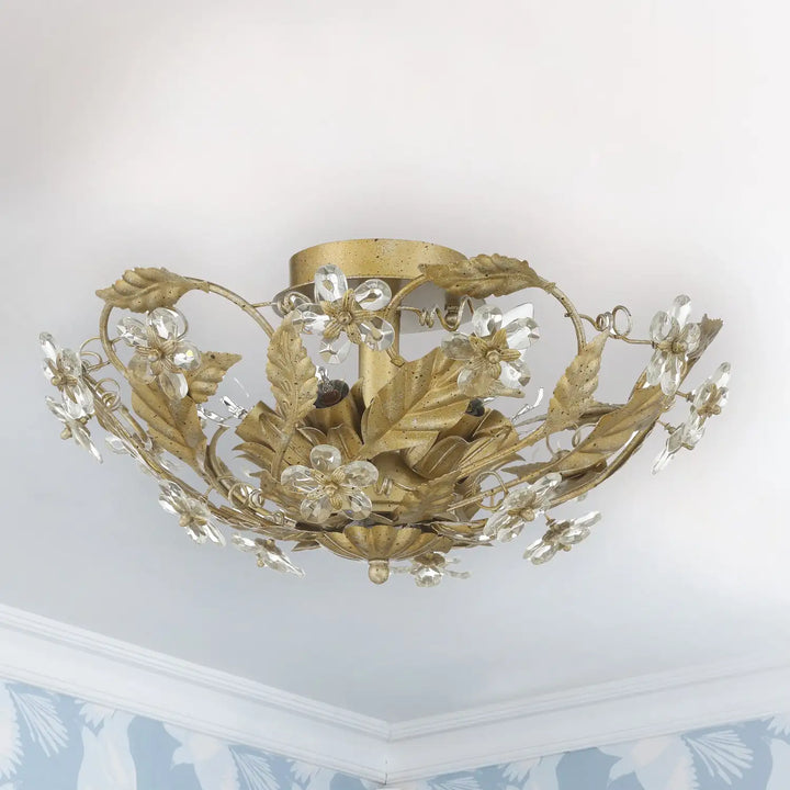 CRYSTORAMA, PARIS MARKET LEAF SEMI FLUSH MOUNT, FLUSH MOUNT CEILING LIGHTS