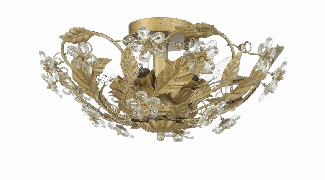 CRYSTORAMA, PARIS MARKET LEAF SEMI FLUSH MOUNT, FLUSH MOUNT CEILING LIGHTS