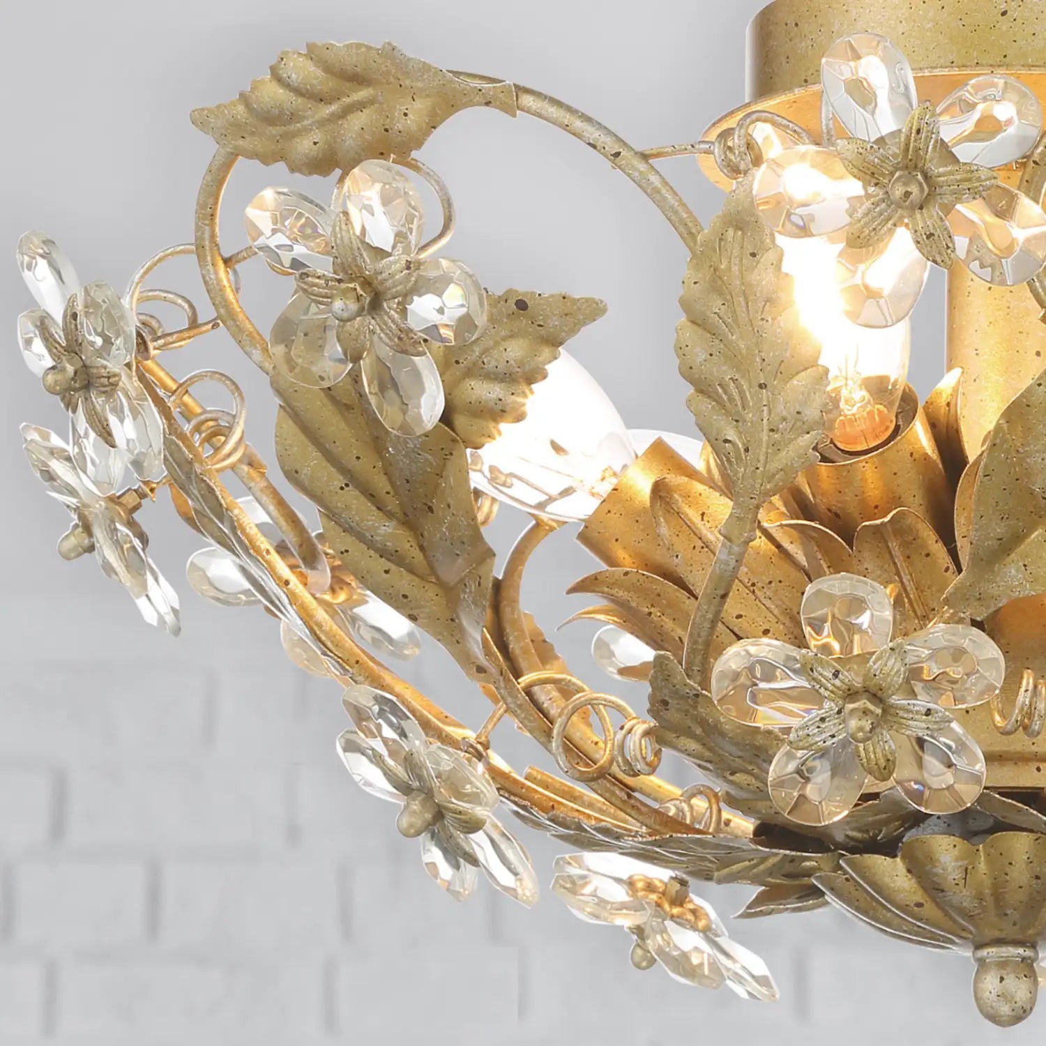 CRYSTORAMA, PARIS MARKET LEAF SEMI FLUSH MOUNT, FLUSH MOUNT CEILING LIGHTS