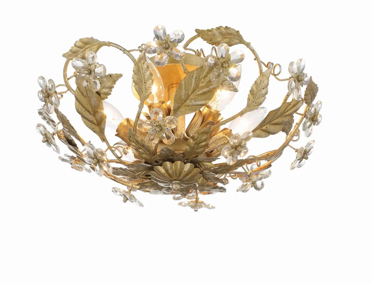 CRYSTORAMA, PARIS MARKET LEAF SEMI FLUSH MOUNT, FLUSH MOUNT CEILING LIGHTS