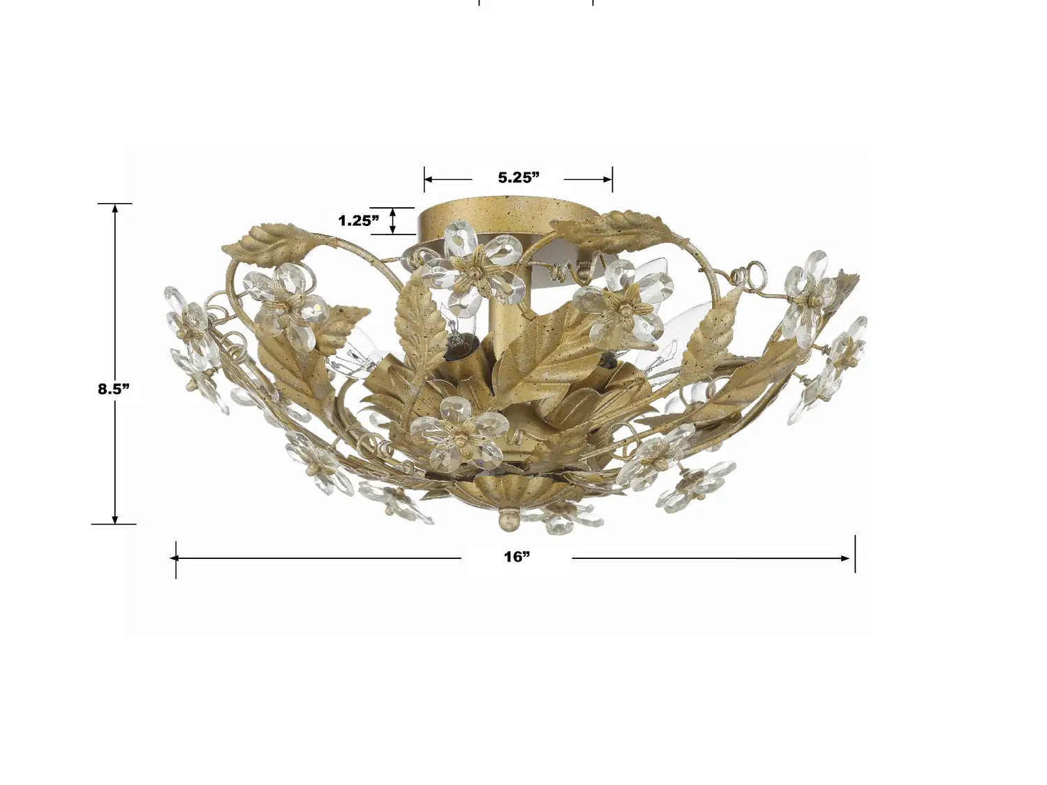 CRYSTORAMA, PARIS MARKET LEAF SEMI FLUSH MOUNT, FLUSH MOUNT CEILING LIGHTS