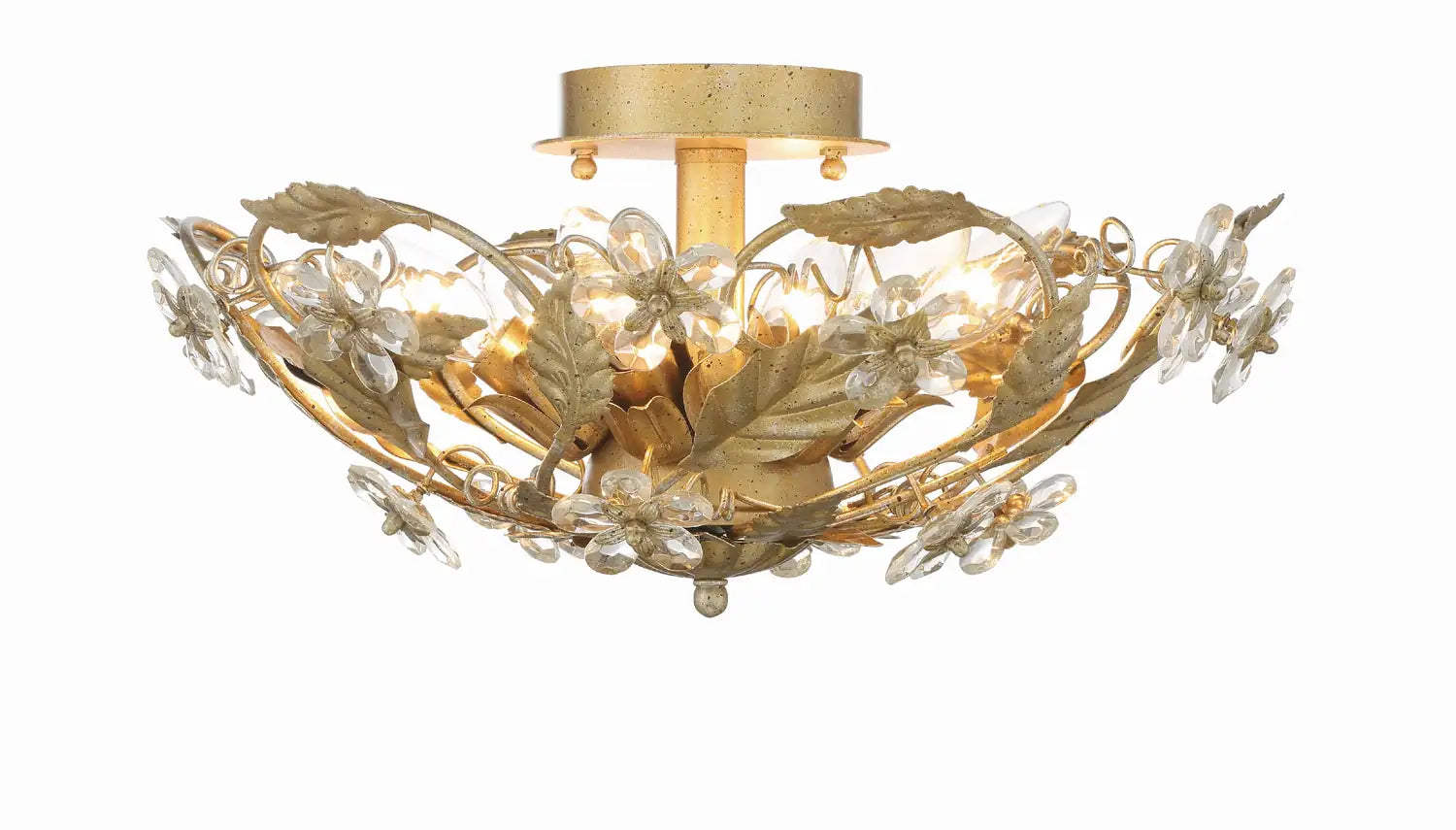 CRYSTORAMA, PARIS MARKET LEAF SEMI FLUSH MOUNT, FLUSH MOUNT CEILING LIGHTS
