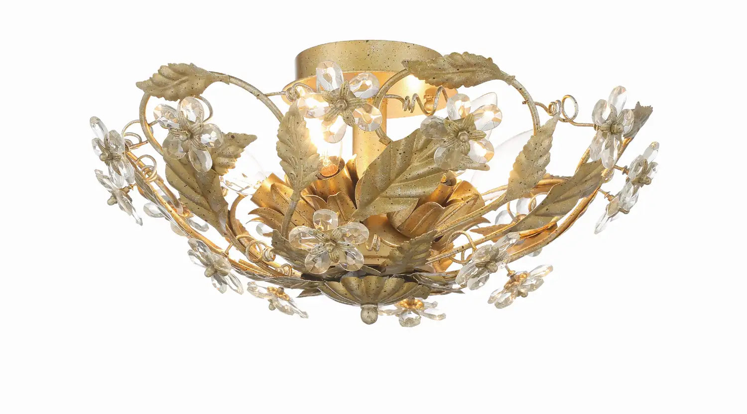 CRYSTORAMA, PARIS MARKET LEAF SEMI FLUSH MOUNT, FLUSH MOUNT CEILING LIGHTS