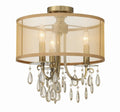 CRYSTORAMA, HAMPTON ETRUSCAN CRYSTAL DRUM SHADE SEMI FLUSH MOUNT, FLUSH MOUNT CEILING LIGHTS