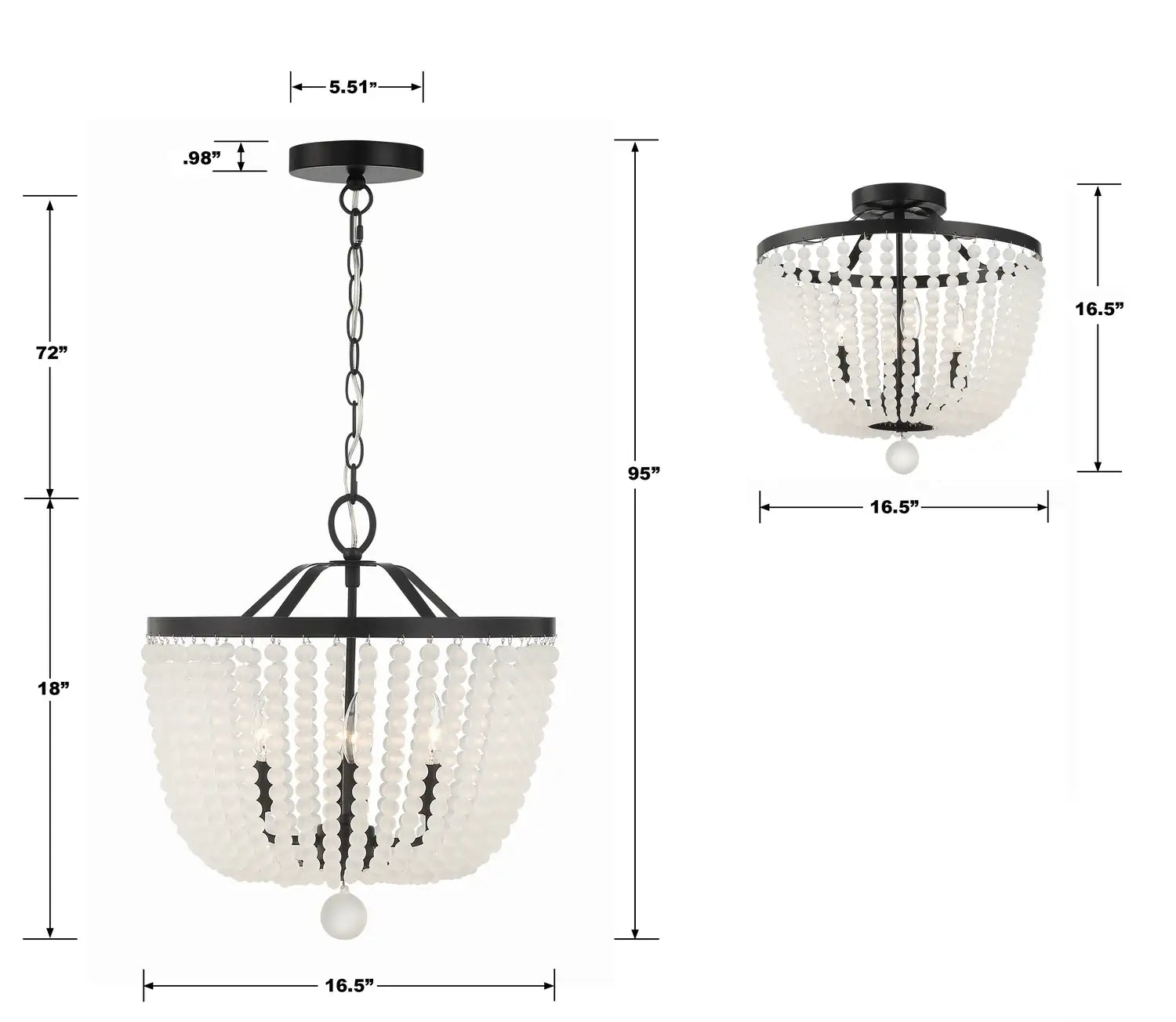 CRYSTORAMA, RYLEE FROSTED BEADS SEMI FLUSH MOUNT, FLUSH MOUNT CEILING LIGHTS