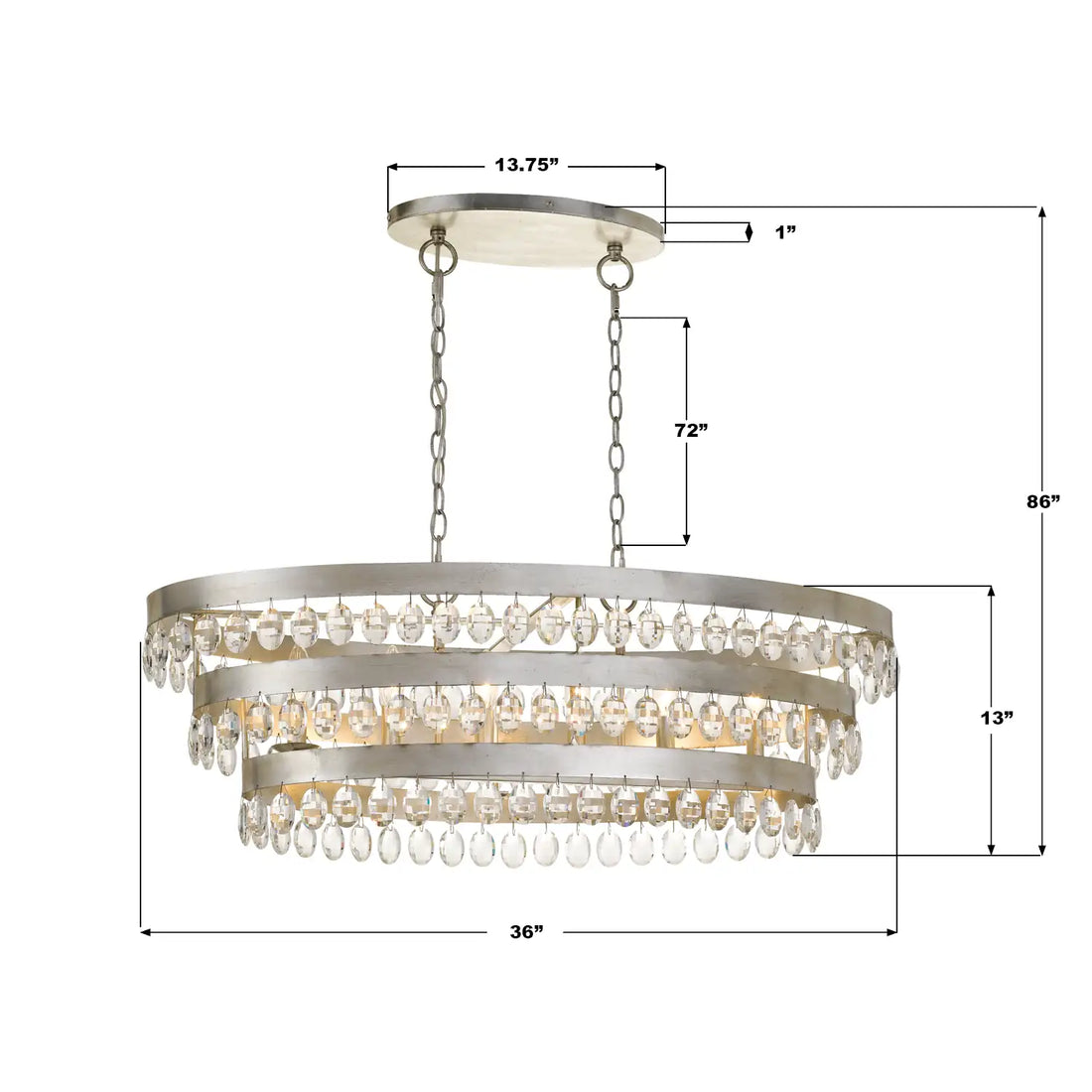 CRYSTORAMA, PERLA LINEAR OVAL CHANDELIER, CHANDELIER LIGHT