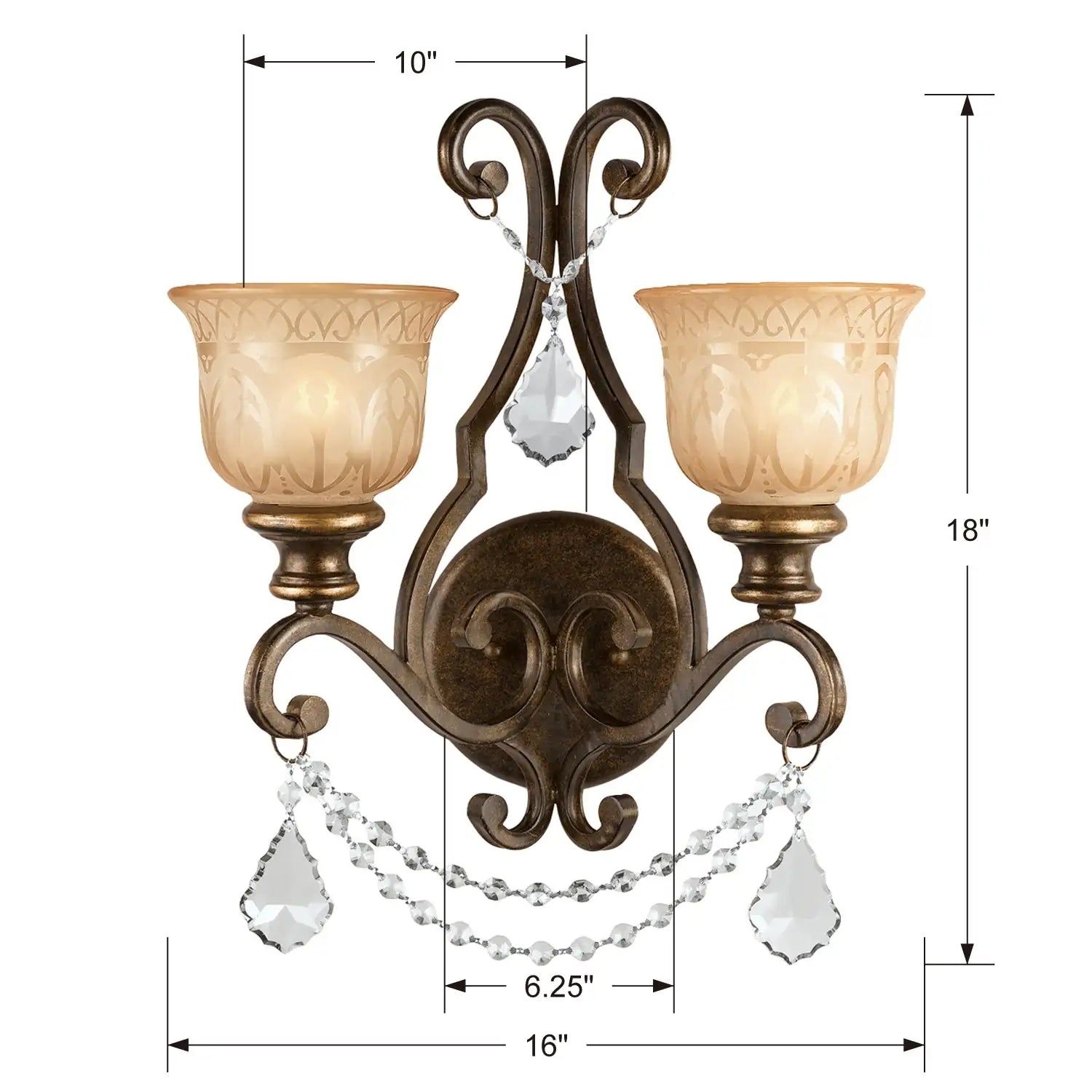 CRYSTORAMA, NORWALK UMBER SCONCE, WALL SCONCES