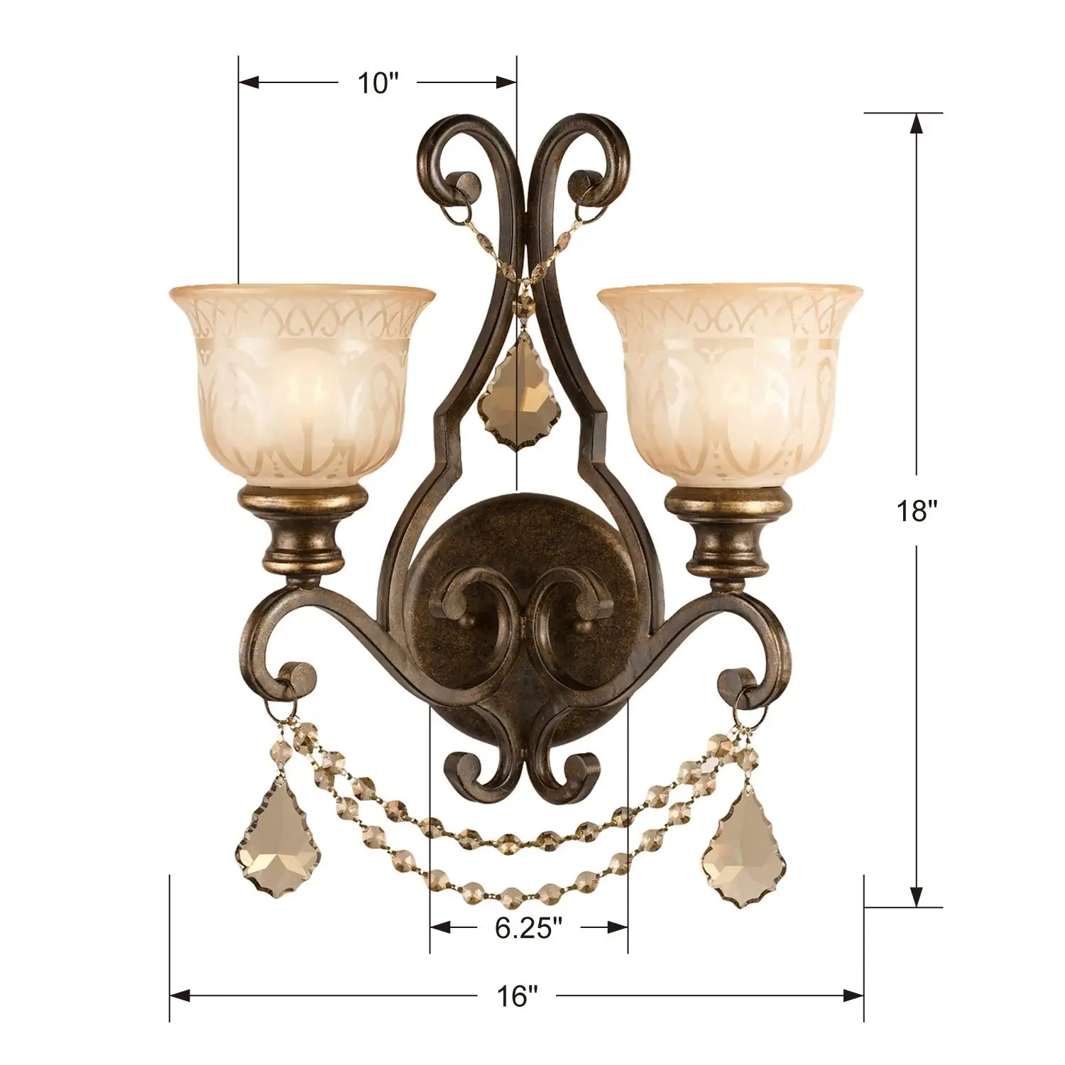 CRYSTORAMA, NORWALK UMBER SCONCE, WALL SCONCES