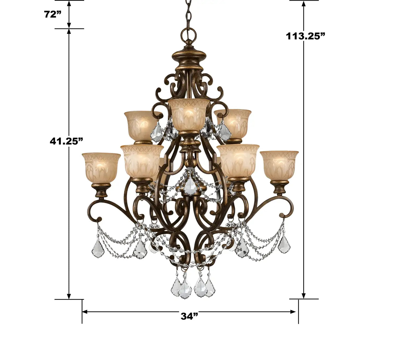 CRYSTORAMA, NORWALK UMBER CHANDELIER, CHANDELIER LIGHT