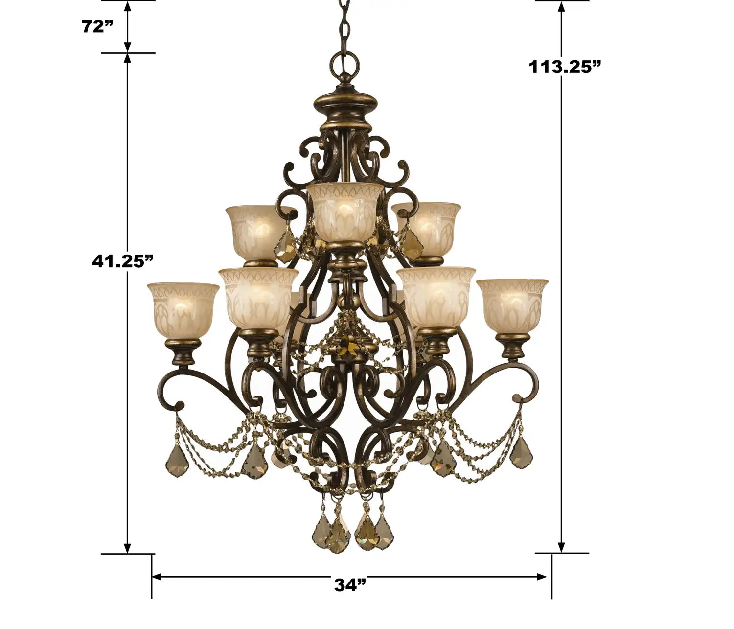 CRYSTORAMA, NORWALK UMBER CHANDELIER, CHANDELIER LIGHT