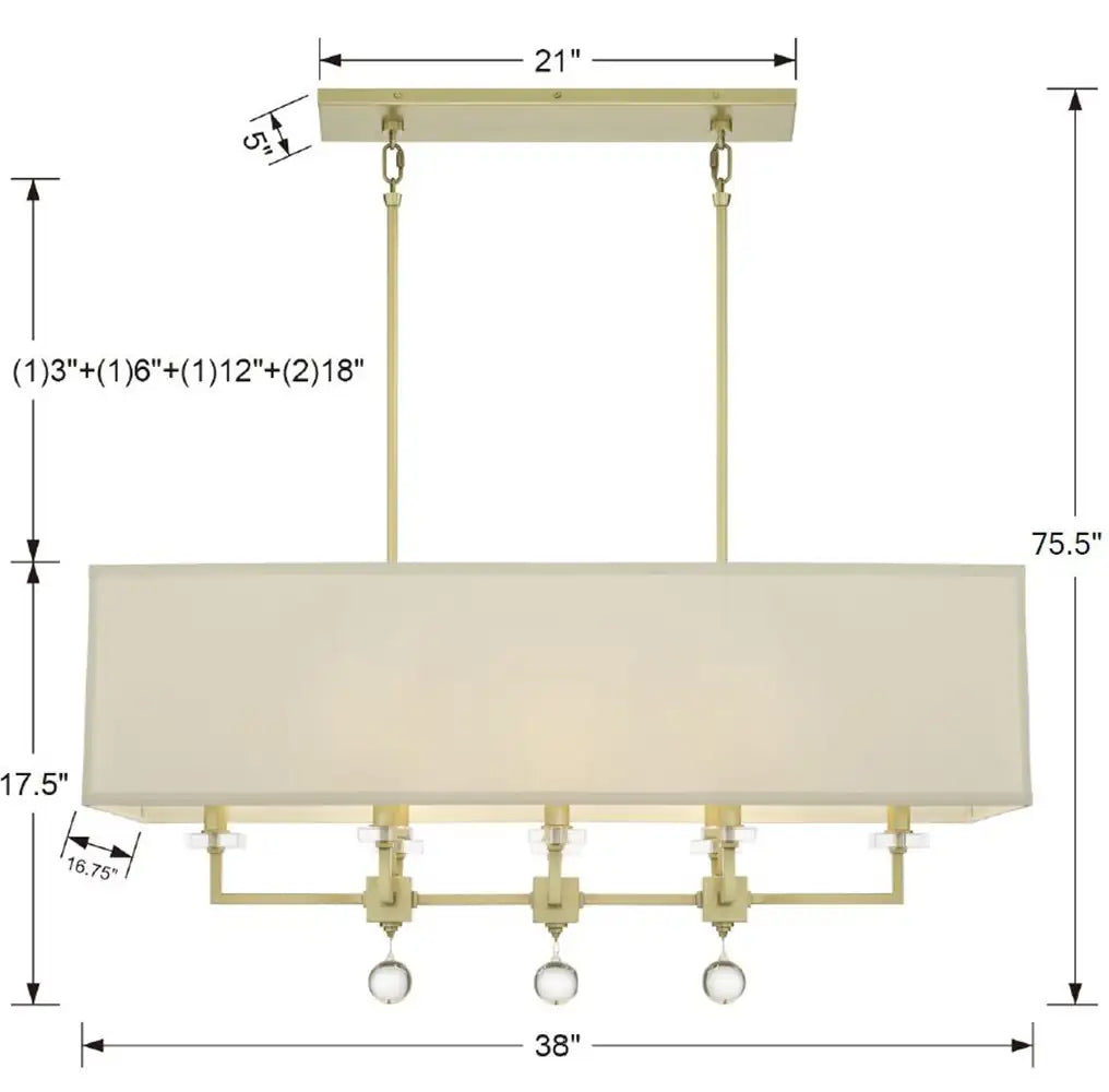 CRYSTORAMA, PAXTON LINEAR CHANDELIER, CHANDELIER LIGHT