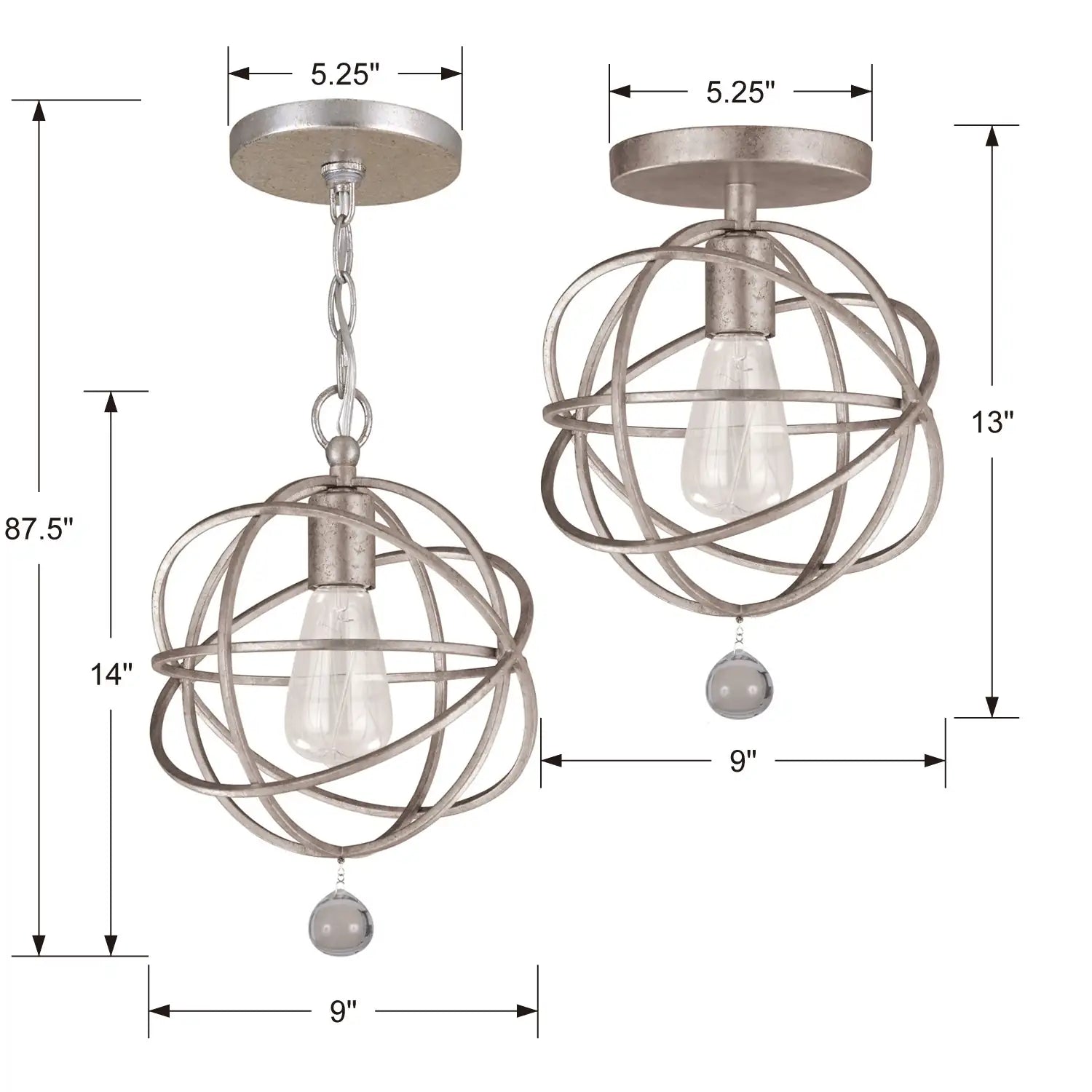 CRYSTORAMA, SOLARIS SEMI FLUSH MOUNT, FLUSH MOUNT CEILING LIGHTS