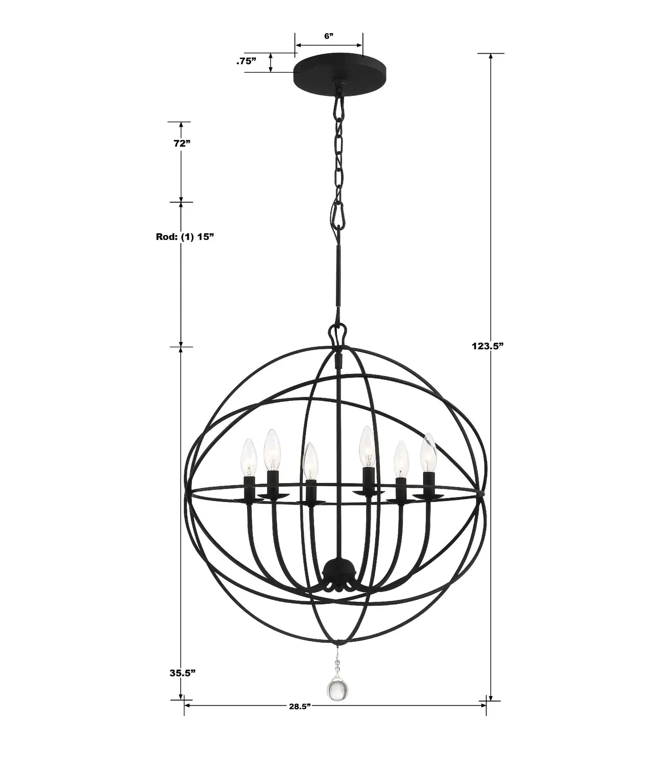 CRYSTORAMA, SOLARIS SPHERE CHANDELIER, CHANDELIER LIGHT