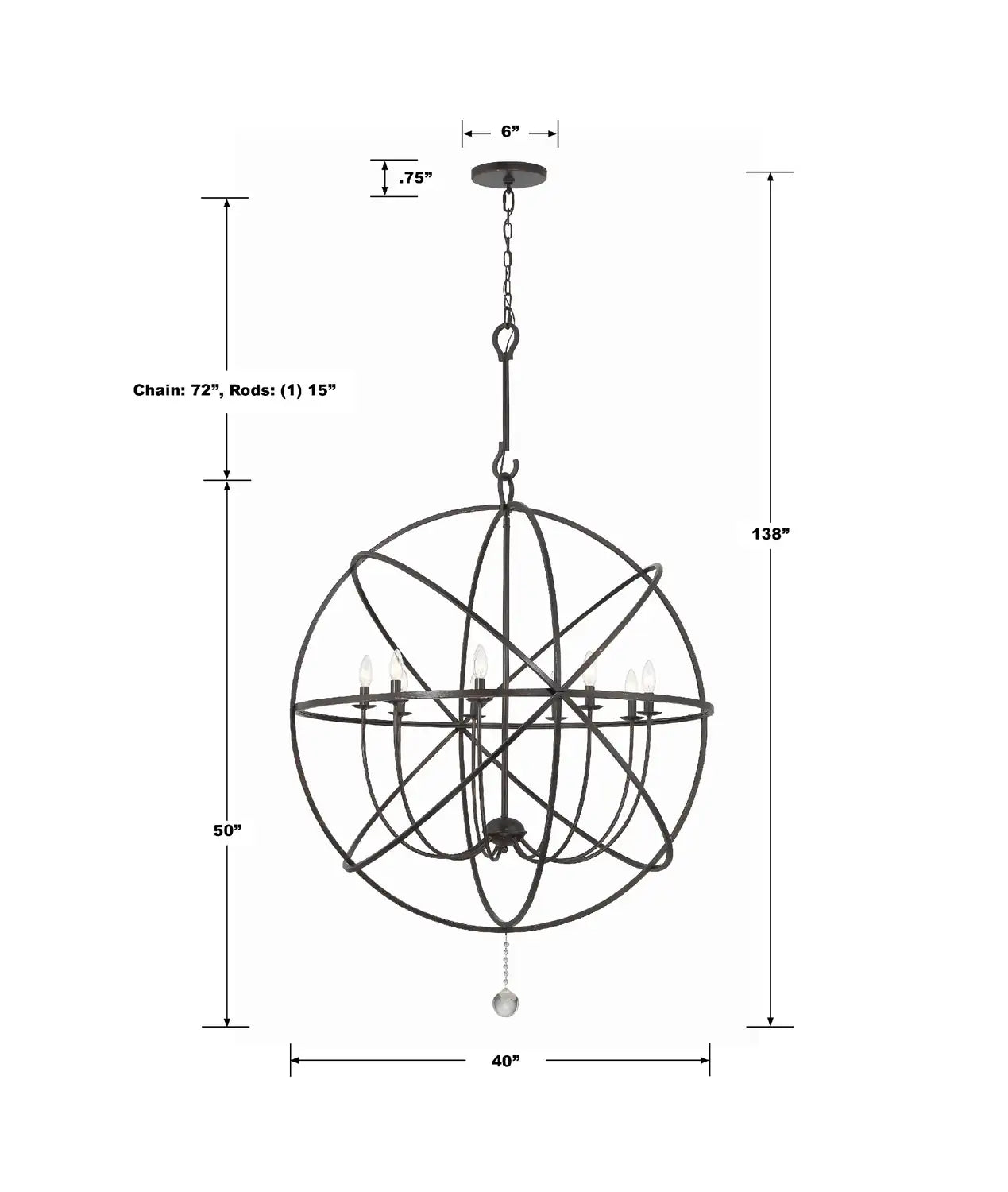 CRYSTORAMA, SOLARIS SPHERE CHANDELIER, CHANDELIER LIGHT