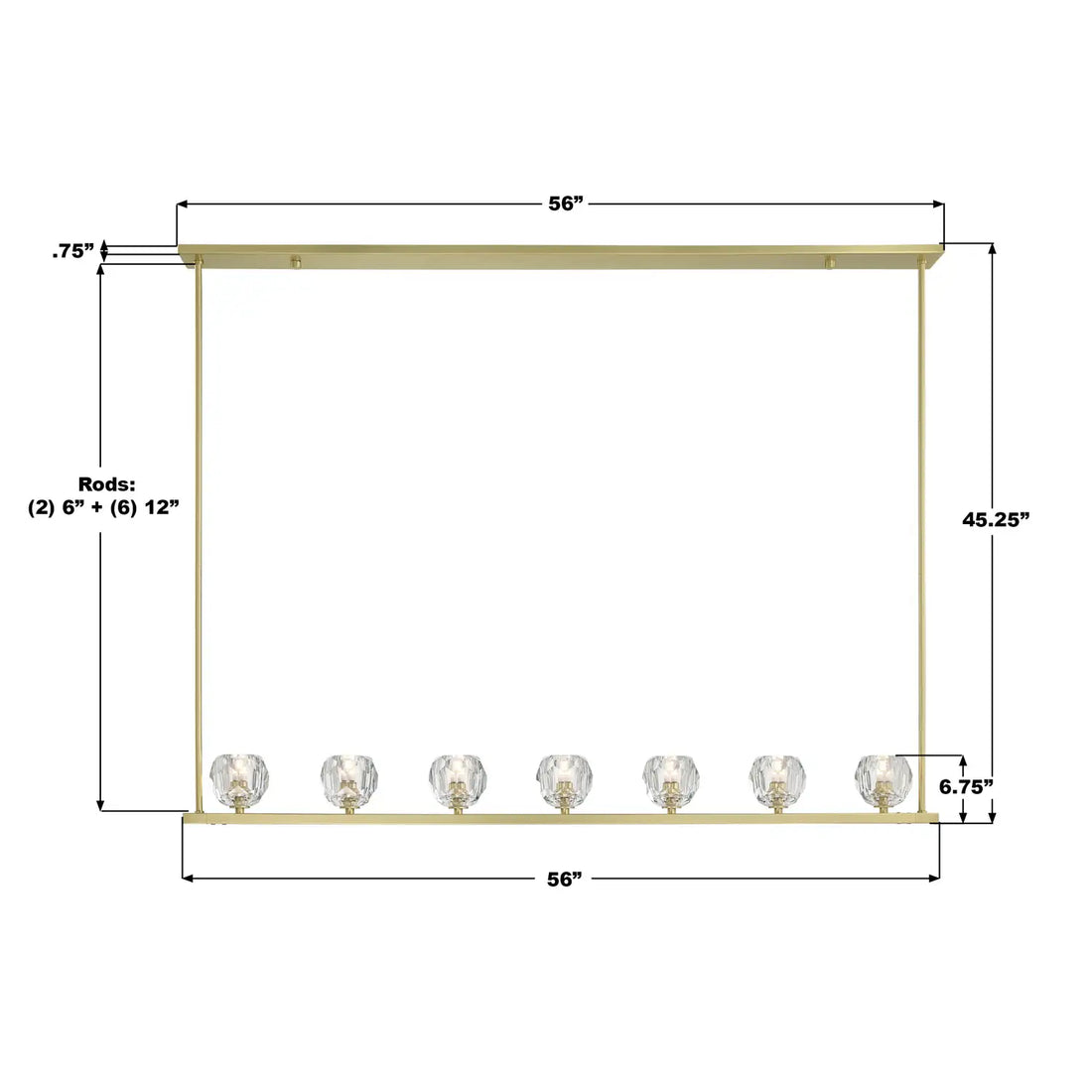 CRYSTORAMA, ARAGON LED SOFT LINEAR CHANDELIER, CHANDELIER LIGHT
