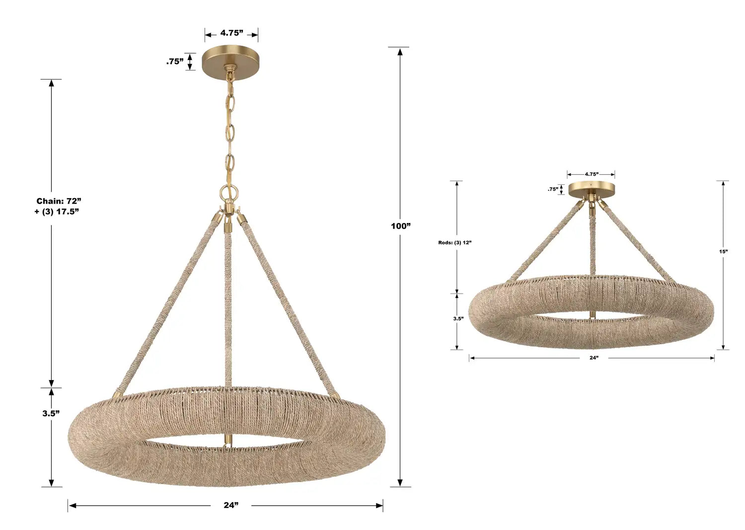 CRYSTORAMA, OAKLEY INTEGRATED LED SOFT SEMI FLUSH MOUNT, FLUSH MOUNT CEILING LIGHTS