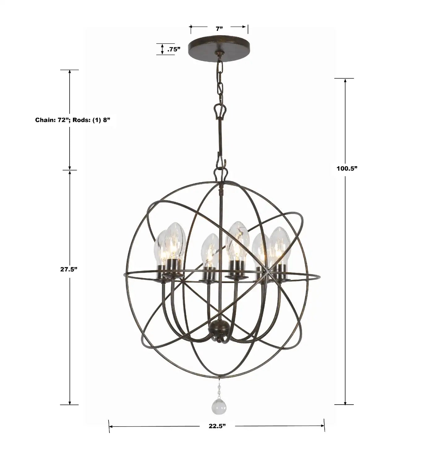 CRYSTORAMA, SOLARIS SPHERE OUTDOOR CHANDELIER, OUTDOOR CEILING LIGHTS