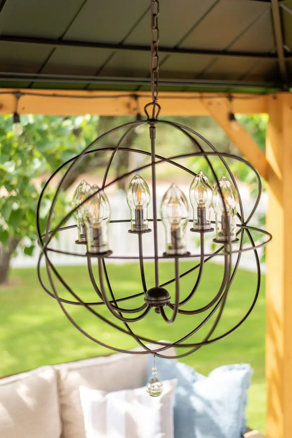 CRYSTORAMA, SOLARIS SPHERE OUTDOOR CHANDELIER, OUTDOOR CEILING LIGHTS