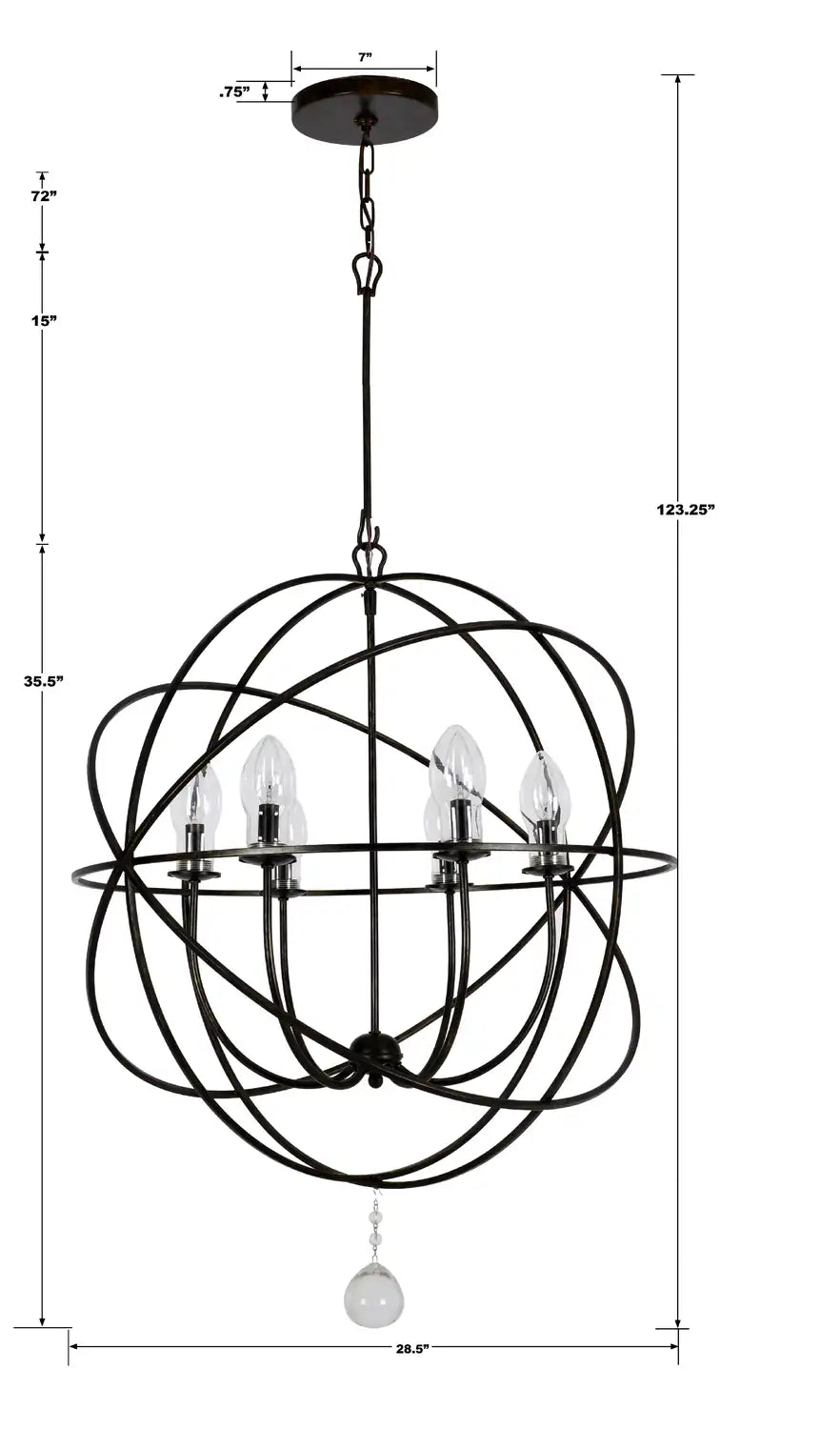 CRYSTORAMA, SOLARIS SPHERE OUTDOOR CHANDELIER, OUTDOOR CEILING LIGHTS