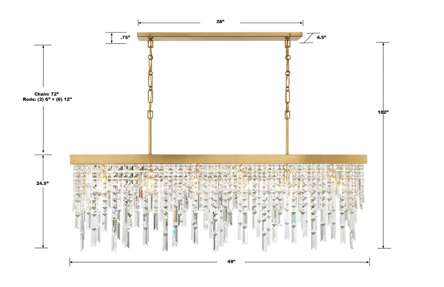 CRYSTORAMA, WINFIELD LINEAR CHANDELIER, CHANDELIER LIGHT