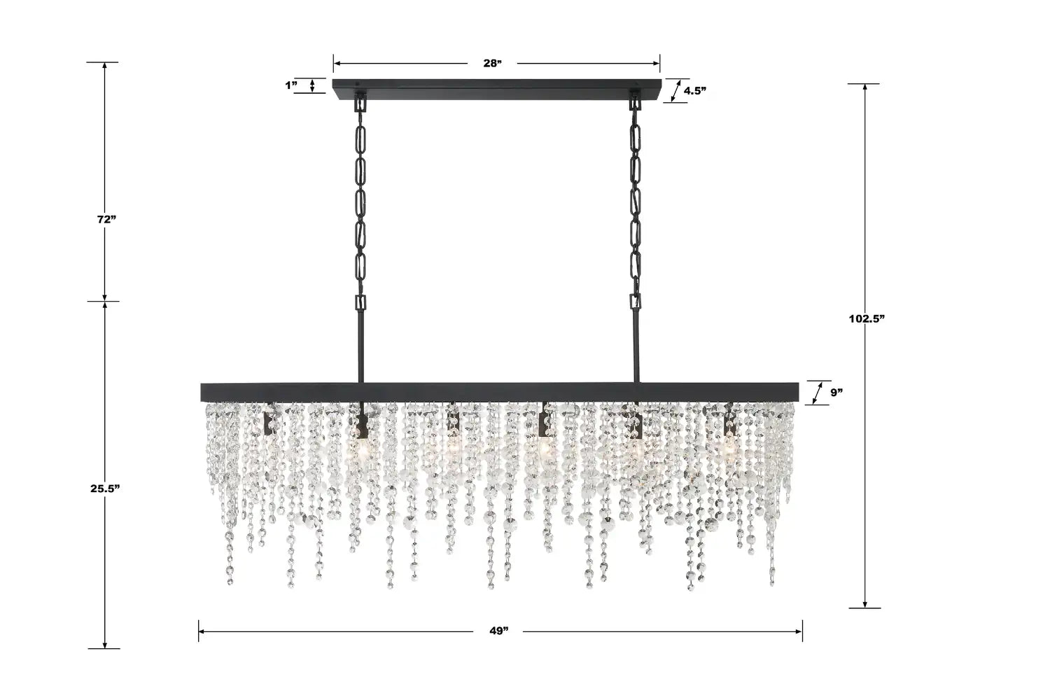 CRYSTORAMA, WINHAM LINEAR CHANDELIER, CHANDELIER LIGHT