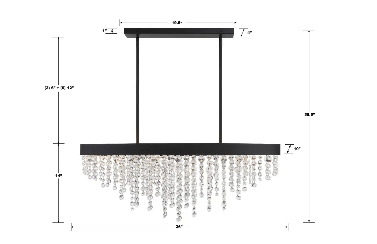 CRYSTORAMA, WINHAM LINEAR OVAL CHANDELIER, CHANDELIER LIGHT