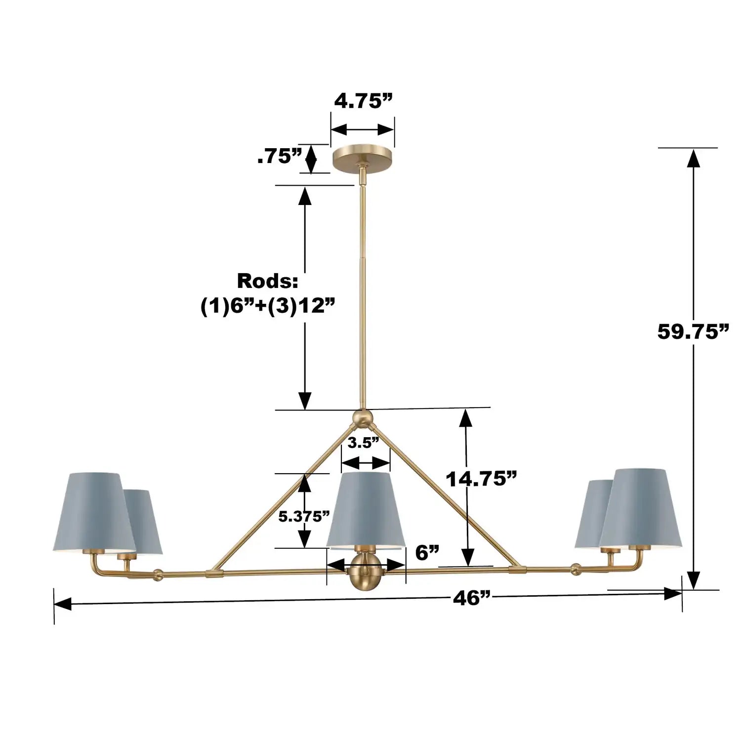 CRYSTORAMA, XAVIER BLUE LINEAR CHANDELIER, CHANDELIER LIGHT