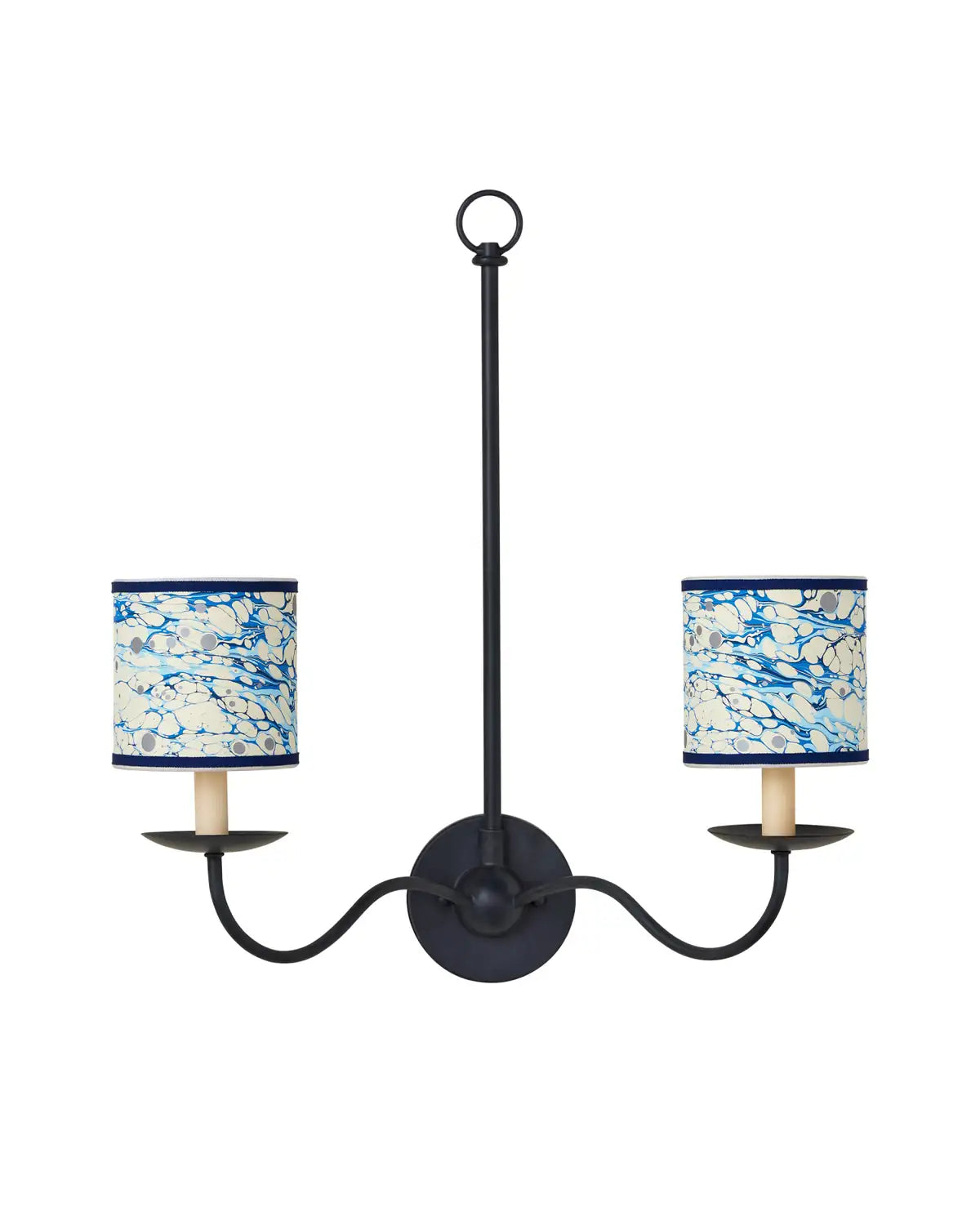 CURREY & COMPANY MARBLE BLUE LACE PAPER DRUM CHANDELIER SHADE | 0900-0032