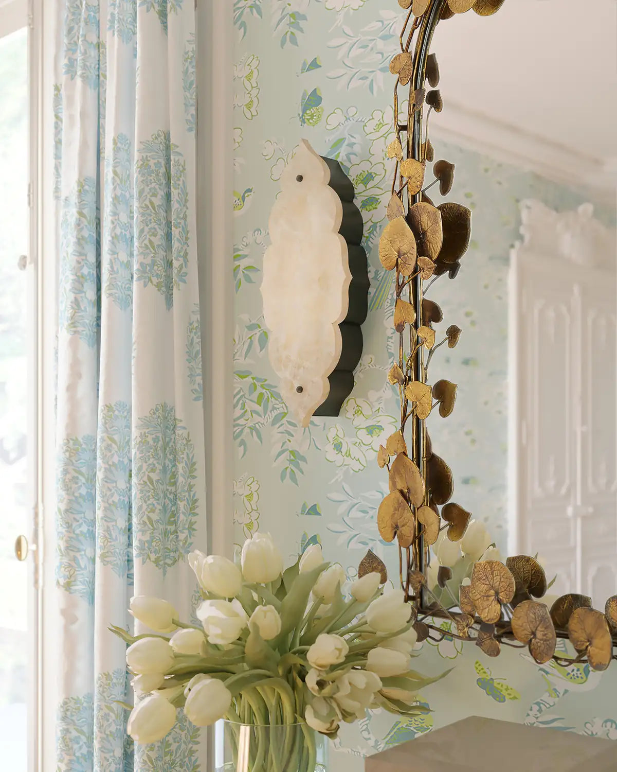 CURREY & COMPANY, VINNA ARCH LEAVES MIRROR, MIRRORS