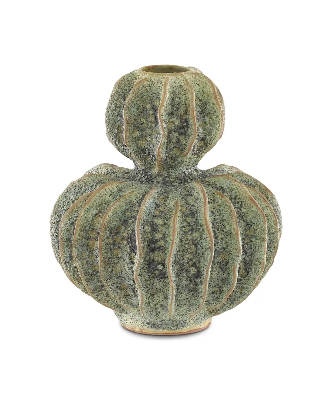 CURREY & COMPANY SUNKEN BOAT DOUBLE GOURD GREEN VASE - Decorative Accents