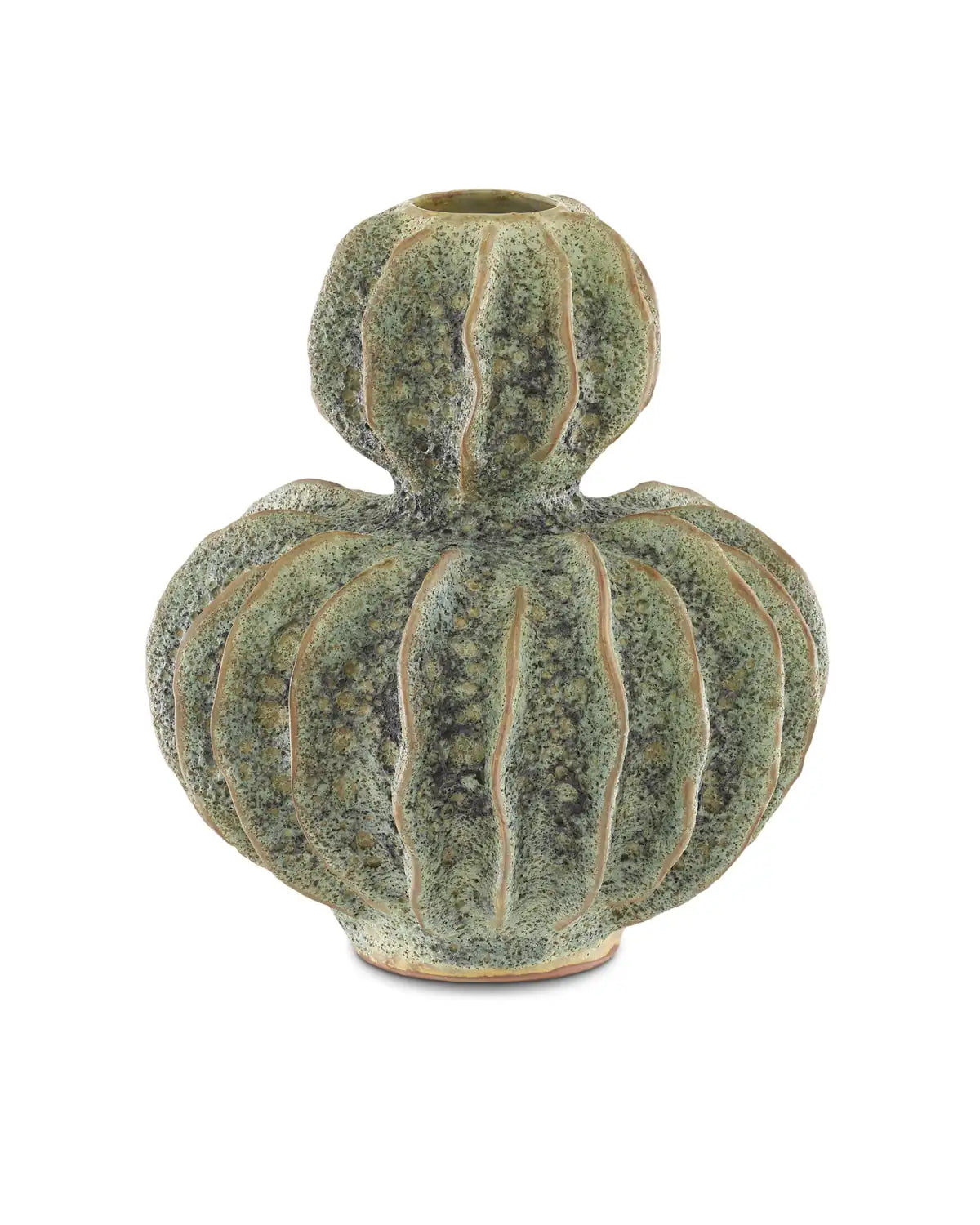 CURREY & COMPANY SUNKEN BOAT DOUBLE GOURD GREEN VASE - Decorative Accents