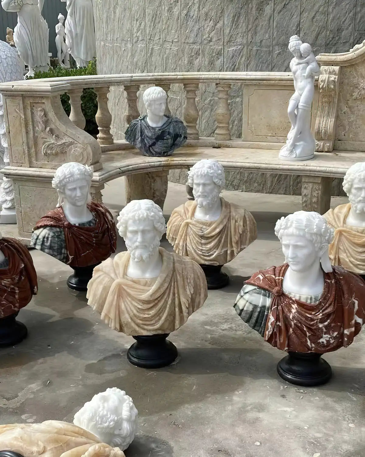 CURREY & COMPANY THANOS MARBLE BUST SCULPTURE - Decorative Accents