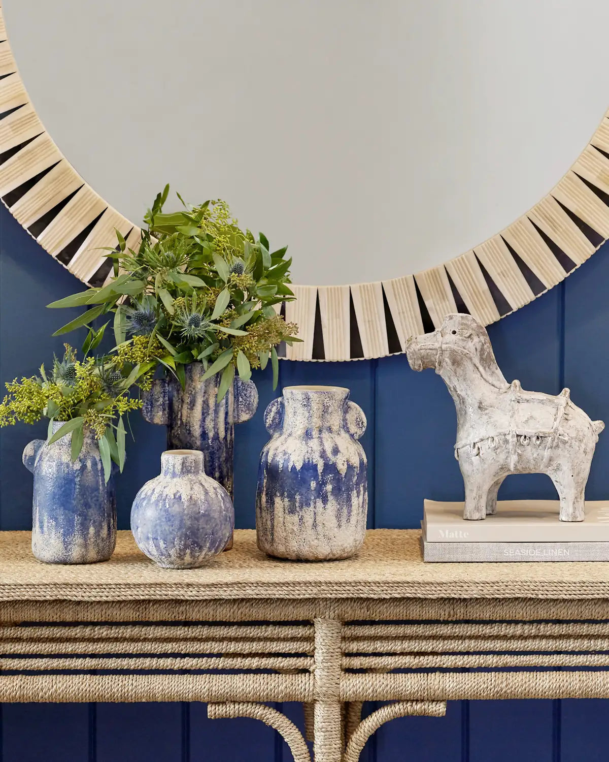 CURREY & COMPANY PAROS BLUE VASE SET OF 4 - Decorative Accents