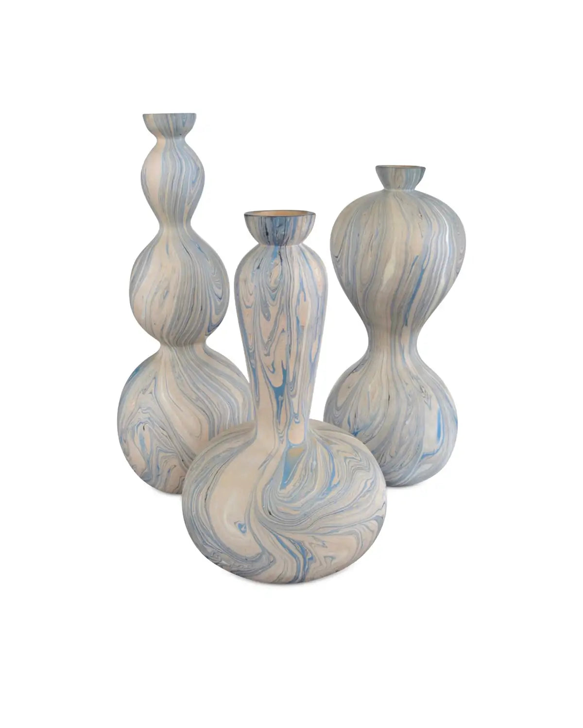 CURREY & COMPANY CALM SEA MARBLEIZED VASE SET OF 3 - Decorative Accents