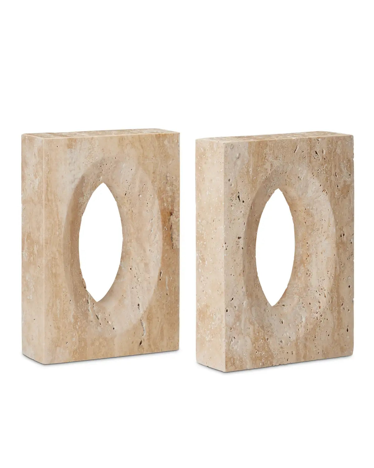 CURREY & COMPANY DEMI TRAVERTINE BOOKENDS SET OF 2 - Decorative Accents