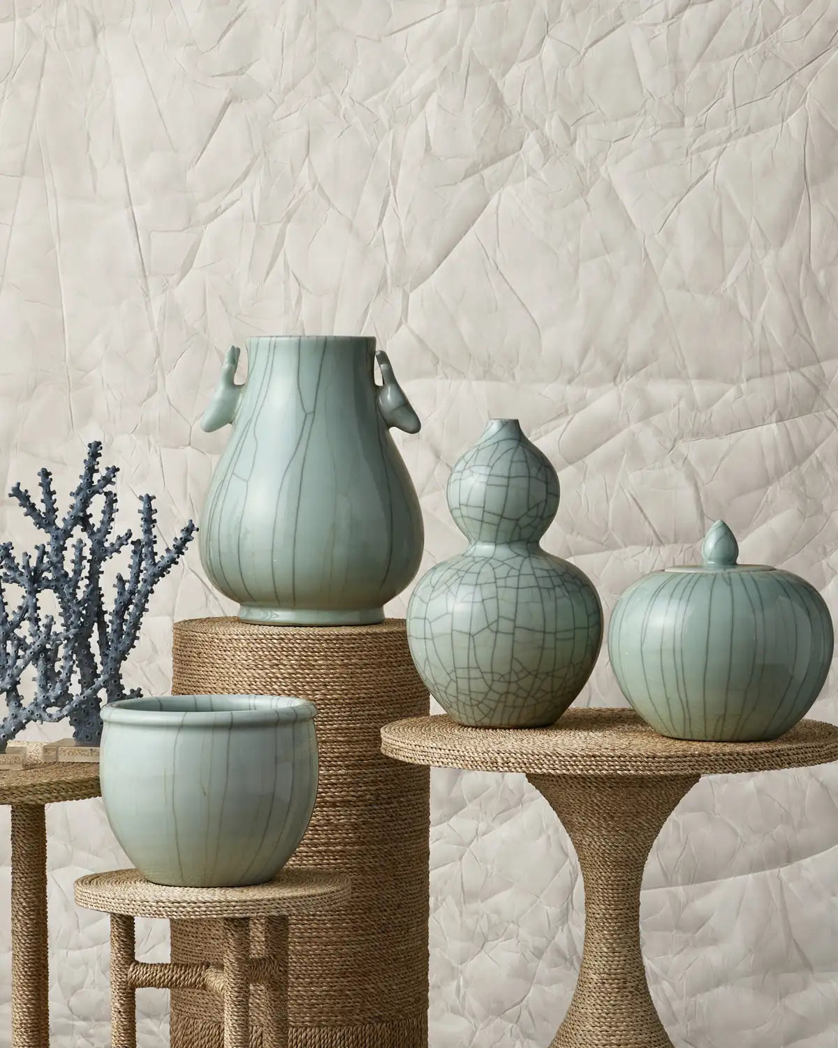 CURREY & COMPANY BLUE CORAL SET OF 2 - Decorative Accents