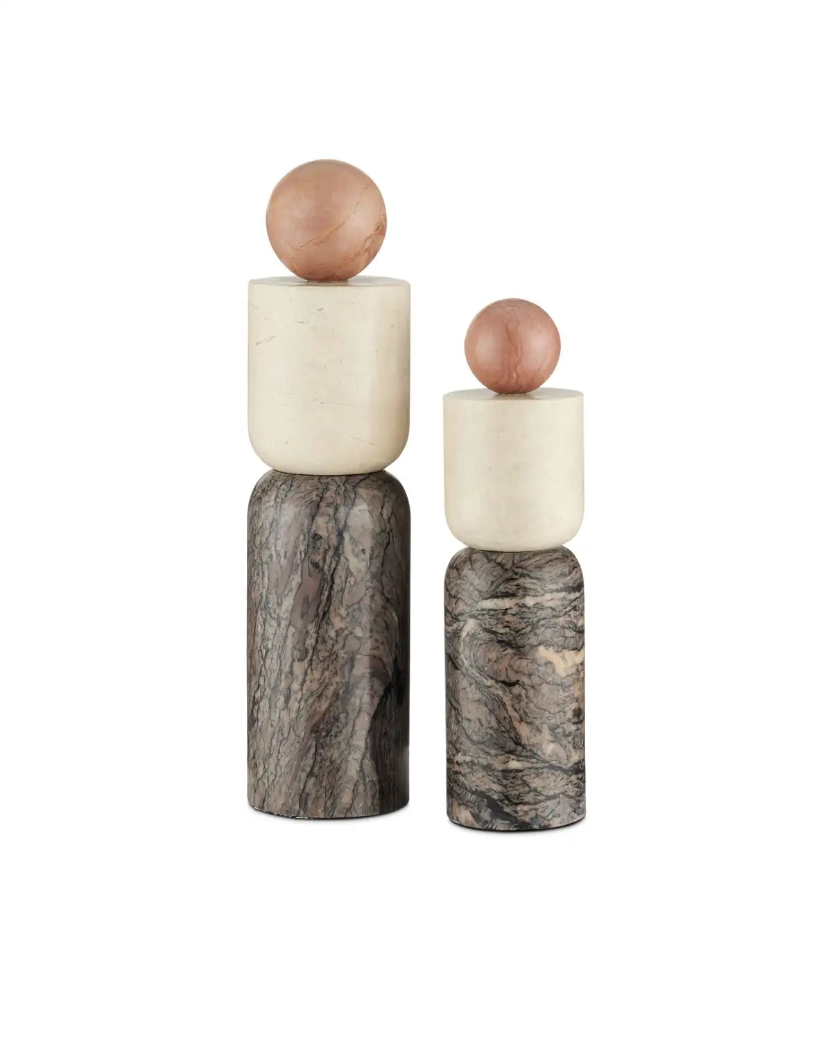 CURREY & COMPANY MORENO MARBLE OBJECTS SET OF 2 - Decorative Accents