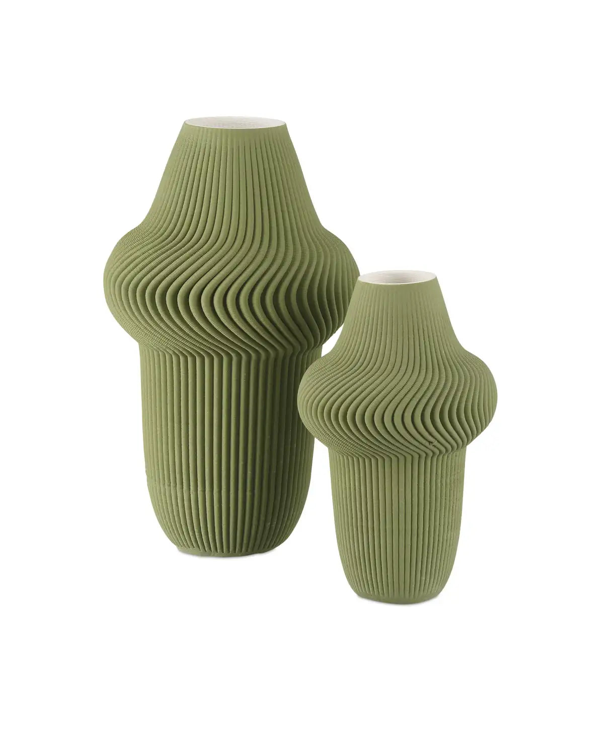 CURREY & COMPANY GREEN PLISSE VASE - Decorative Accents
