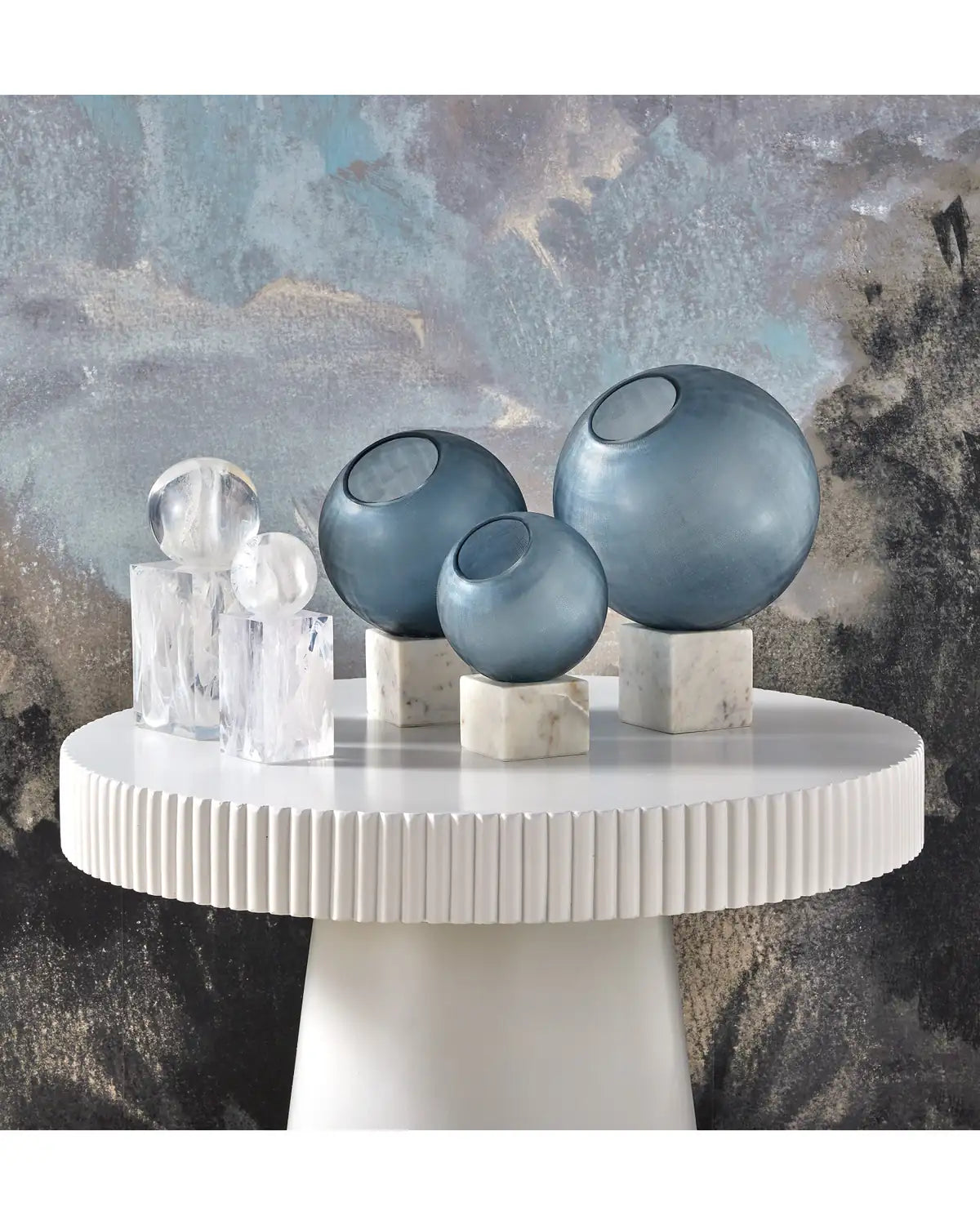 CURREY & COMPANY FRESNO BLUE ORB SET OF 3 - Decorative Accents