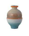 CURREY & COMPANY HAPPY 80'S GRAY BEIGE ORANGE & BLUE VASE SET OF 3 - Decorative Accents