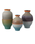 CURREY & COMPANY HAPPY 80'S GRAY BEIGE ORANGE & BLUE VASE SET OF 3 - Decorative Accents