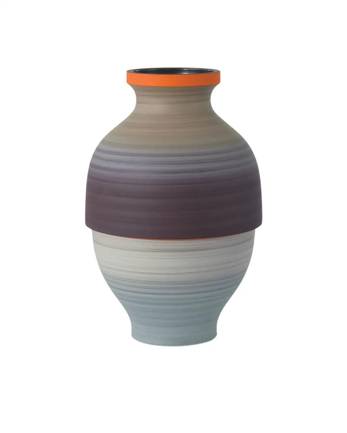 CURREY & COMPANY HAPPY 80'S GRAY BEIGE ORANGE & BLUE VASE SET OF 3 - Decorative Accents