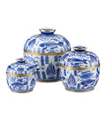 CURREY & COMPANY BLUE & RICE TUREEN SET OF 3 - Decorative Accents