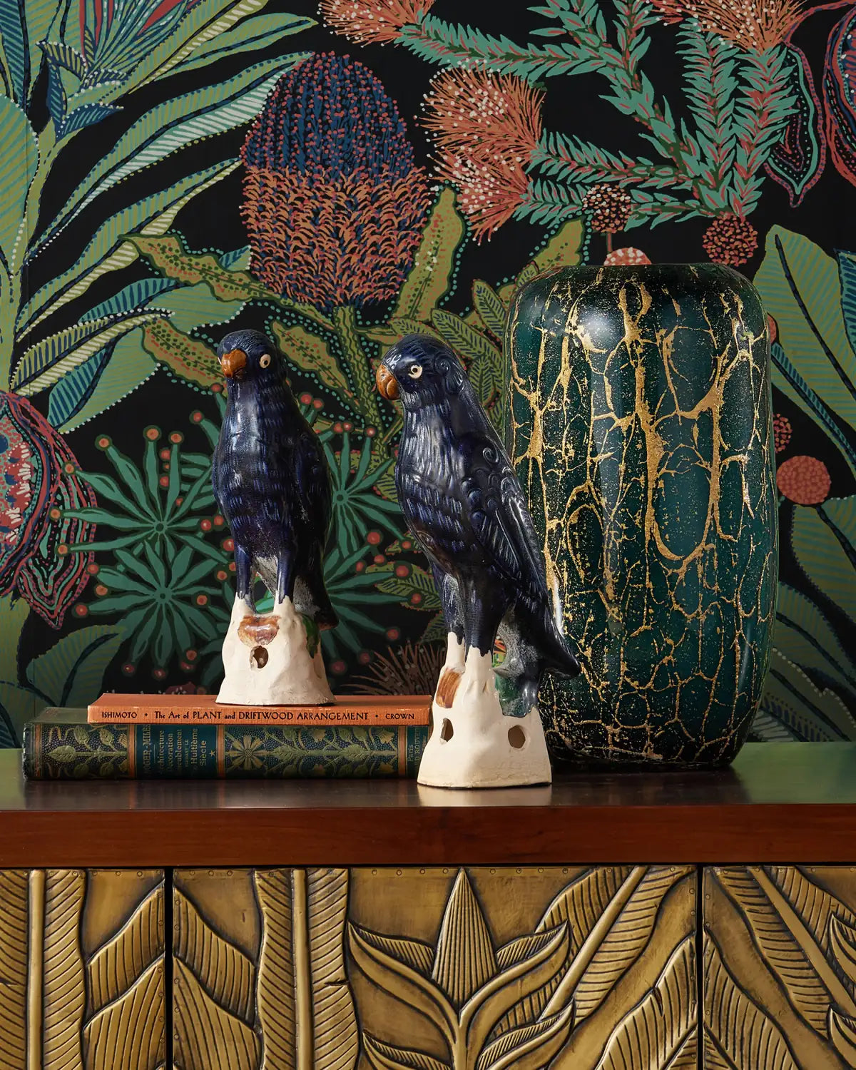 CURREY & COMPANY TANG DYNASTY PARROTS SET OF 2 - Decorative Accents