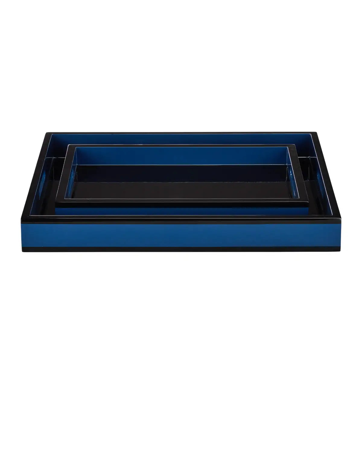 CURREY & COMPANY NAVY LACQUER TRAY SET OF 2 - Decorative Accents
