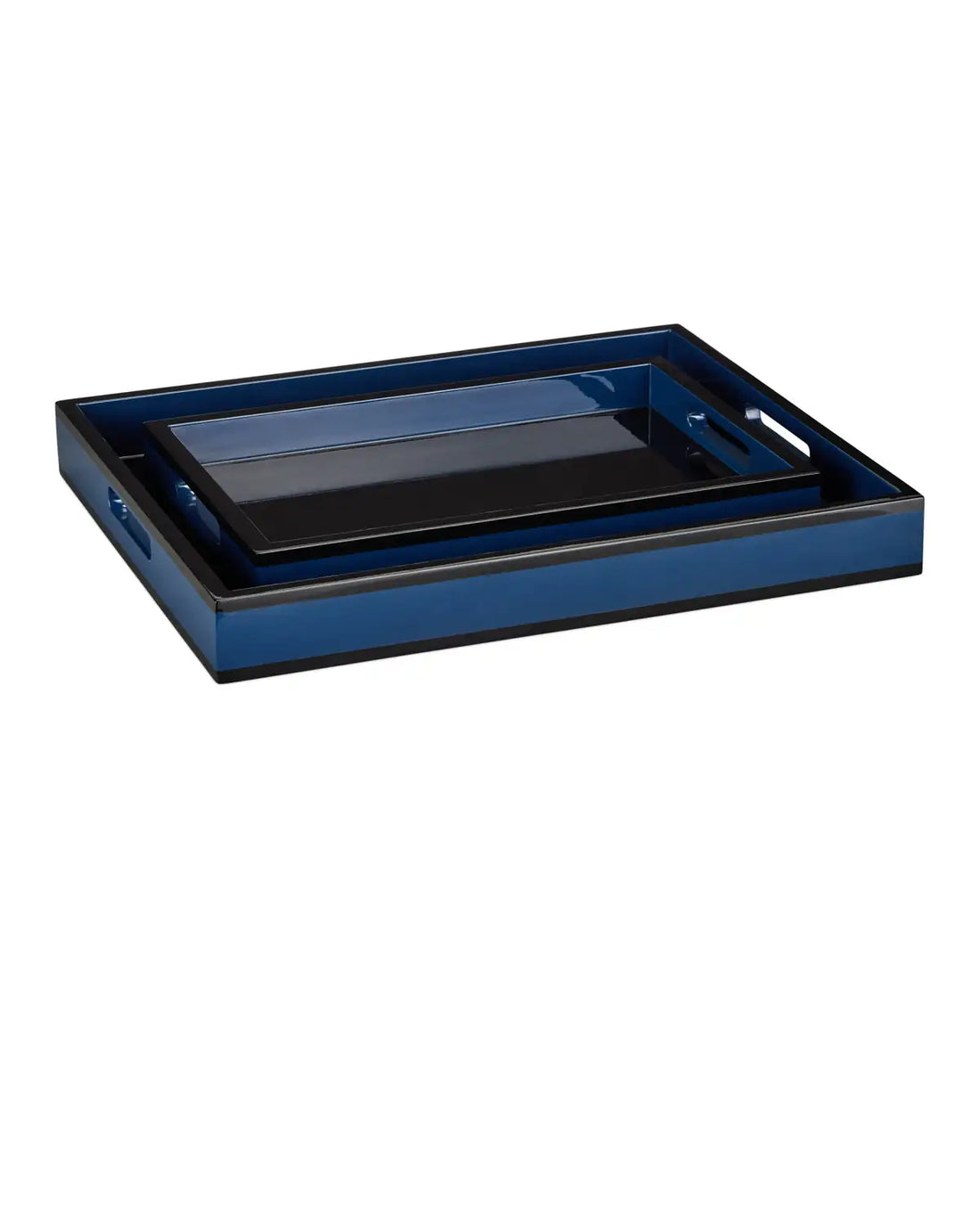 CURREY & COMPANY NAVY LACQUER TRAY SET OF 2 - Decorative Accents