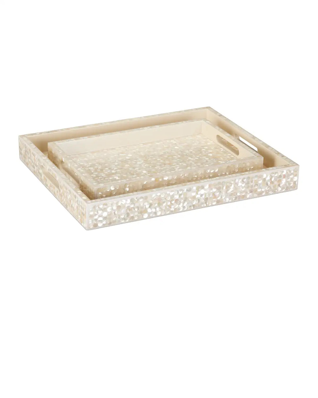 CURREY & COMPANY GERRI DOT MOTHER OF PEARL TRAY SET OF 2 - Decorative Accents