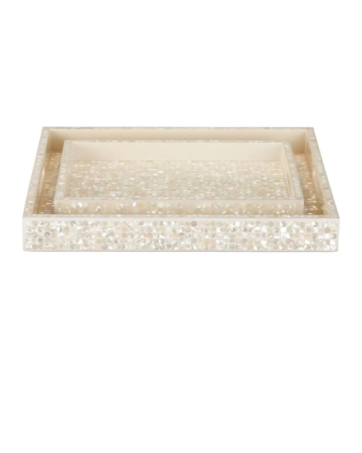 CURREY & COMPANY GERRI DOT MOTHER OF PEARL TRAY SET OF 2 - Decorative Accents