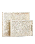 CURREY & COMPANY GERRI DOT MOTHER OF PEARL TRAY SET OF 2 - Decorative Accents