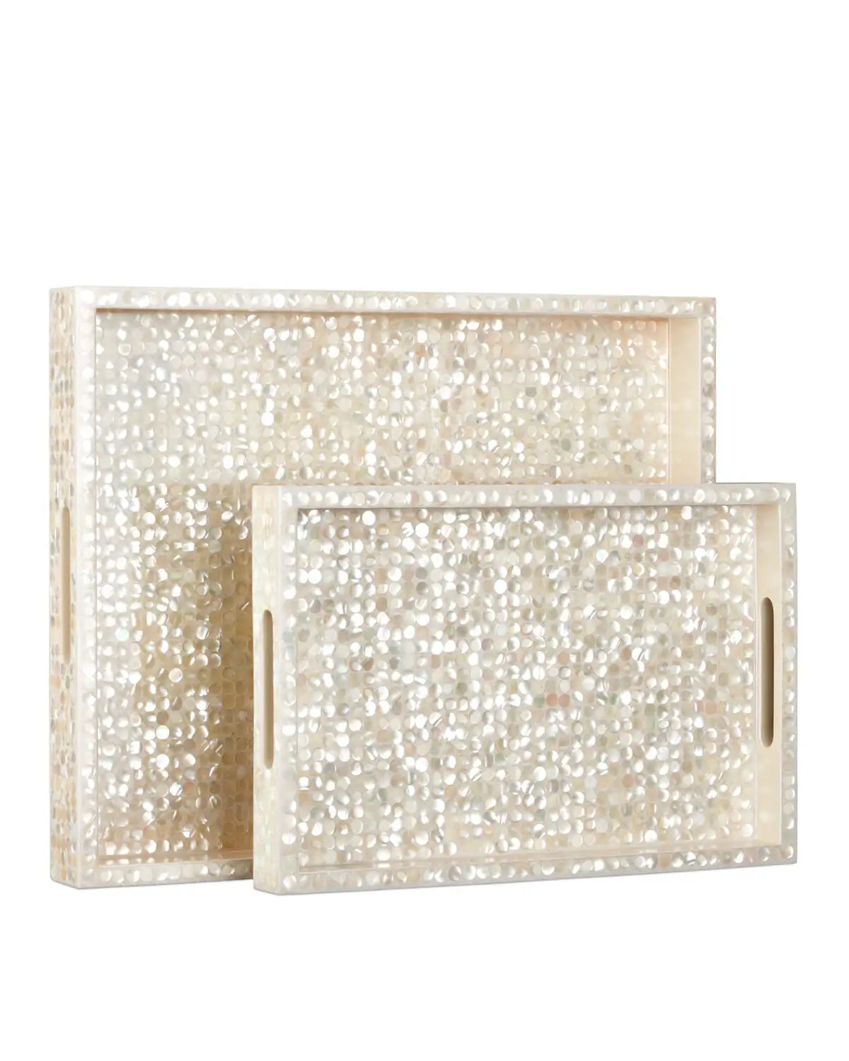CURREY & COMPANY GERRI DOT MOTHER OF PEARL TRAY SET OF 2 - Decorative Accents